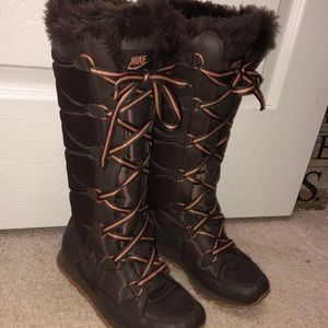 Brown and Tan Nike Snow Boots